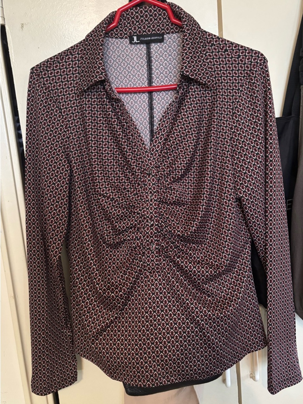 Tulle & Boro Burgundy Printed Ruched Front Blouse with pants